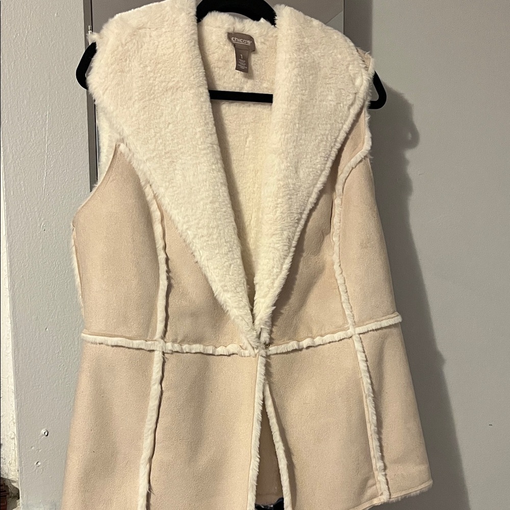 Chico's Beige Fleece-Lined Vest